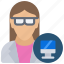 avatar, computer, female, science, scientist 