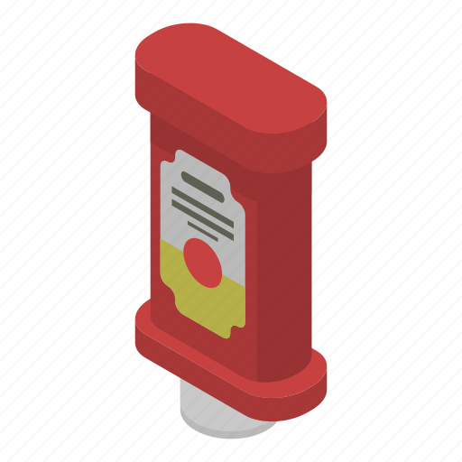 Bottle, cartoon, food, isometric, ketchup, red, sauce icon - Download on Iconfinder