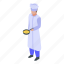 business, cake, cartoon, confectioner, isometric, pan, woman 