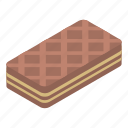 cartoon, chocolate, food, isometric, logo, texture, waffles