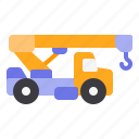 construction, crane, heavy, truck, vehicle
