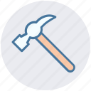 construction, hammer, hand tool, nail fixer, nail hammer, work tool 