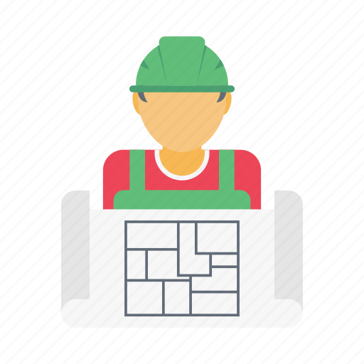 Worker, map, blueprint, construction, builder icon - Download on Iconfinder