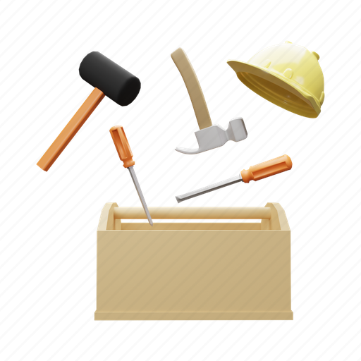 Toolbox, service, construction, tools, tool, repair, box 3D illustration - Download on Iconfinder