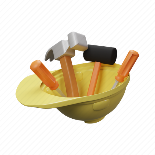 Tools, helmet, options, settings, construction, protection, hat 3D illustration - Download on Iconfinder
