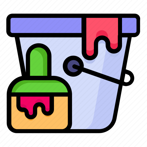 Brush, bucket, paint, painter, painting icon - Download on Iconfinder