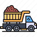 dump, truck, construction, sand, transport