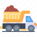 dump, truck, construction, sand, transport