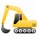 excavator, machine, construction, vehicle, transportation