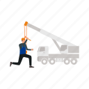 boy, working, hammer, construction, site