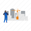 crane, lifter, worker, construction, site