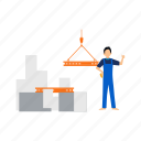 crane, lifter, worker, construction, standing