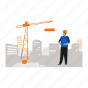 crane, steel, lifting, construction, site
