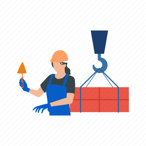 Female, worker, construction, work, container icon - Download on Iconfinder