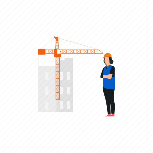 Female, worker, standing, construction, crane icon - Download on Iconfinder