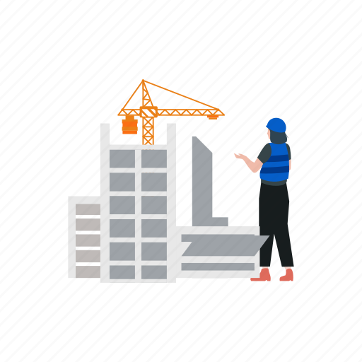 Female, worker, standing, construction, site icon - Download on Iconfinder