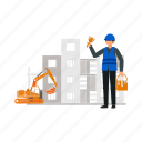 paint, bucket, worker, building, construction