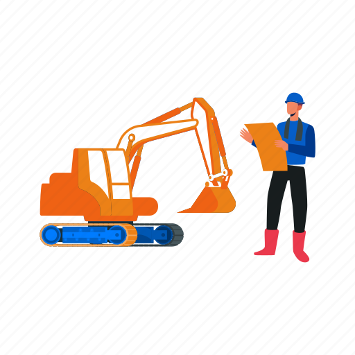Vehicle, transport, excavator, construction, worker icon - Download on Iconfinder