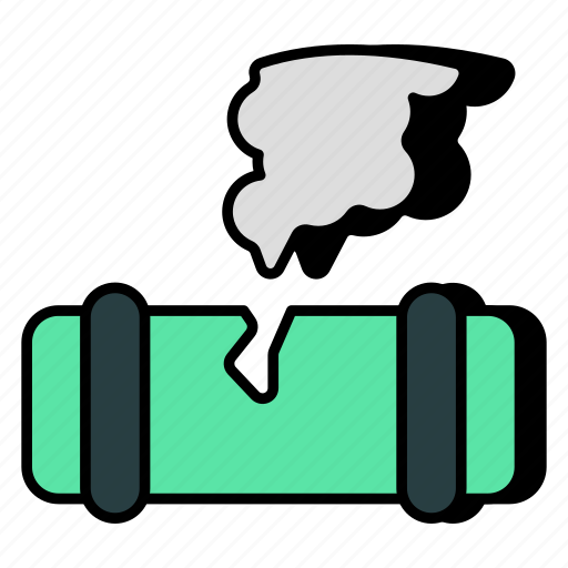 Pipe leak, gas leakage, burst pipe, pipeline, plastic pipe icon - Download on Iconfinder