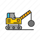 demolition, truck, ball, construction, crane, transportation, vehicle