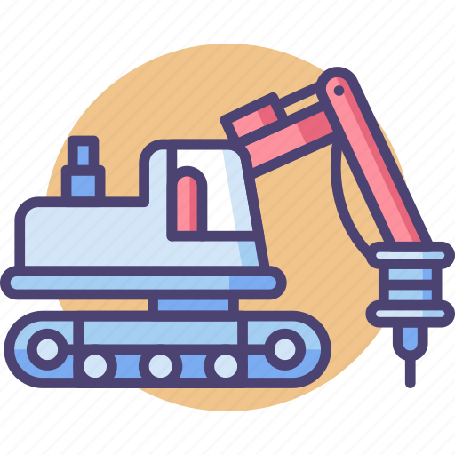 Construction, hammer, hydraulic, hydraulic hammer, transport icon - Download on Iconfinder