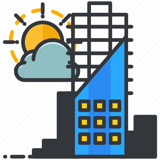 Building, cloud, construction, maintenance, sun icon - Download on Iconfinder