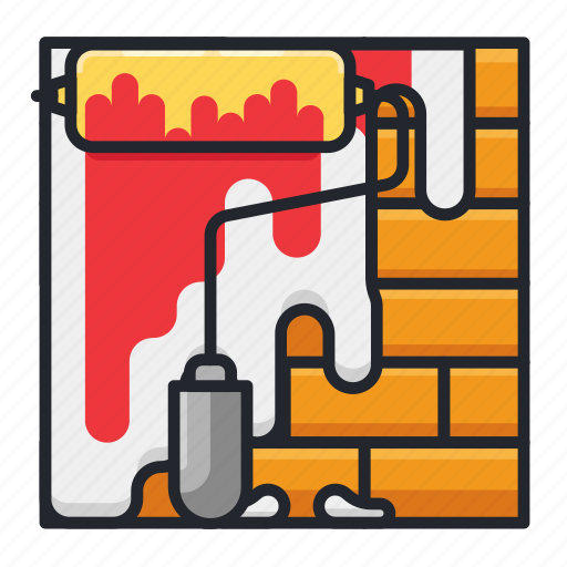 Brick, building, construction, paint, painting, wall icon - Download on Iconfinder