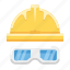 construction, eyeglasses, helmet, protector, safety 