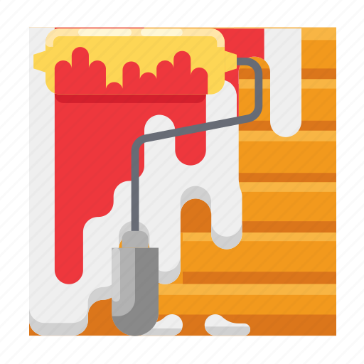 Brick, paint, painting, roller paint, wall icon - Download on Iconfinder