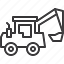 tractor, loader, excavator, truck