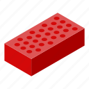 brick, business, cartoon, construction, house, isometric, red