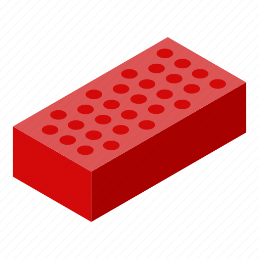 Brick, business, cartoon, construction, house, isometric, red icon - Download on Iconfinder