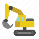 construction, equipment, excavator, heavy