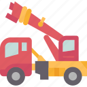 truck, crane, lifting, hydraulic, construction