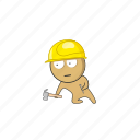 nails, hammer, helmet, worker, construction, safety helmet, constructor