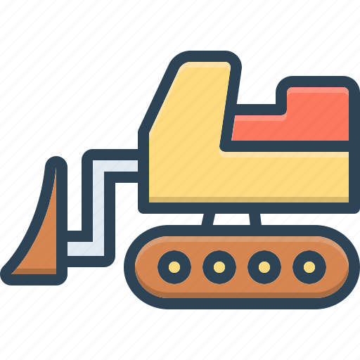 Building, bulldozer, construction, equipment, linear, machinery, road roller icon - Download on Iconfinder