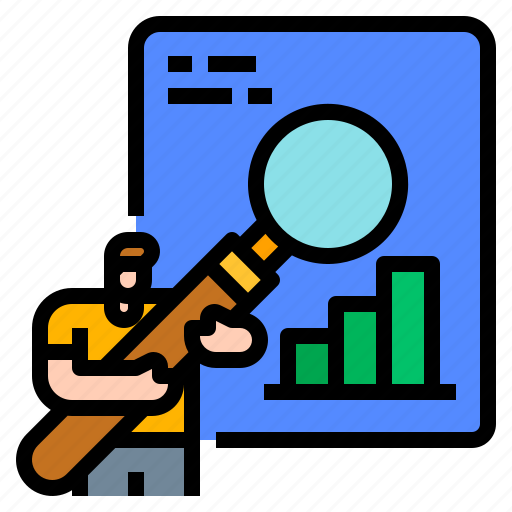 Chart, glass, magnifying, research, searching, statistic icon - Download on Iconfinder