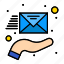 email, envelope, hand, support 