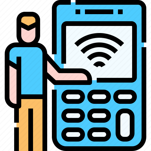 Man, service, edc, untract, contactless, tecnology icon - Download on Iconfinder