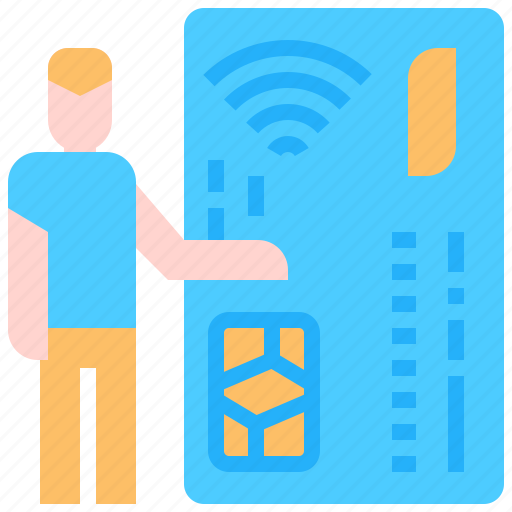 Man, debit, card, credit, untract, contactless, tecnology icon - Download on Iconfinder