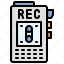 contacts, communication, filloutline, recorder, music, multimedia, cassette, audio 