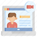 contacts, communication, flaticon, video, call, conference, meeting, online, laptop