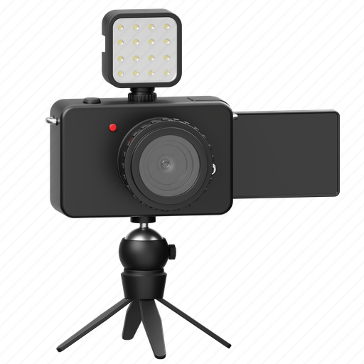 Vlog, camera, vlog camera, digital camera, device, dslr camera, digital 3D illustration - Download on Iconfinder