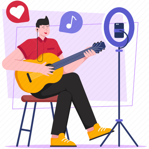 Music, streaming, content creator, digital marketing, advertising, vlog, influencer illustration - Download on Iconfinder