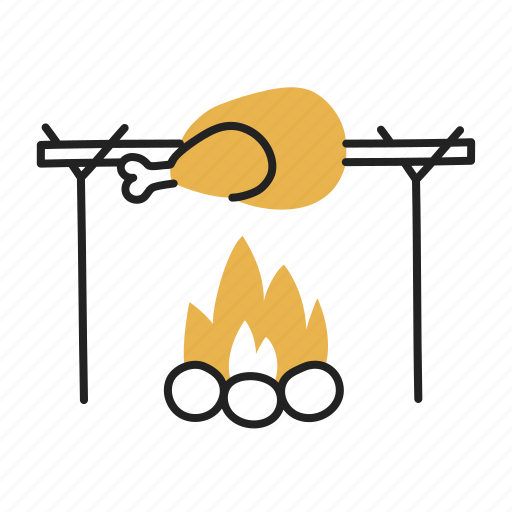 Grilled, chicken, bonfire, fire, food, barbecue, grill icon - Download on Iconfinder