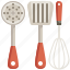 kitchen, pastry, spatula, spoon, tools, utensils, whisk 
