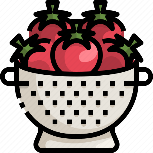 Colander, kitchenware, meal, strainer, tomato, vegan, vegetables icon - Download on Iconfinder