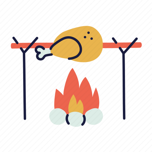 Grilled, chicken, bonfire, fire, food, barbecue, grill icon - Download on Iconfinder