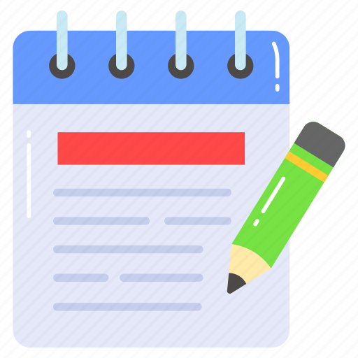 Notepad, sheet, data, writing, pencil, stationary, copyright icon - Download on Iconfinder