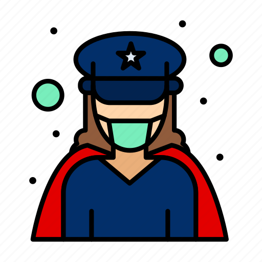 Corona, coronavirus, female, force, officer, police, superhero icon - Download on Iconfinder